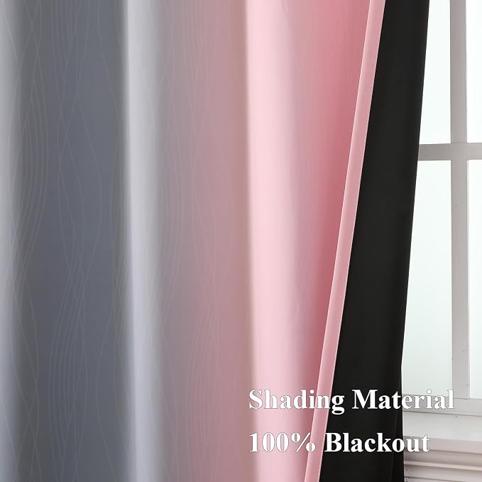 Pink and Grey Ombre Blackout Curtains 102 Inches Long - Image 5
