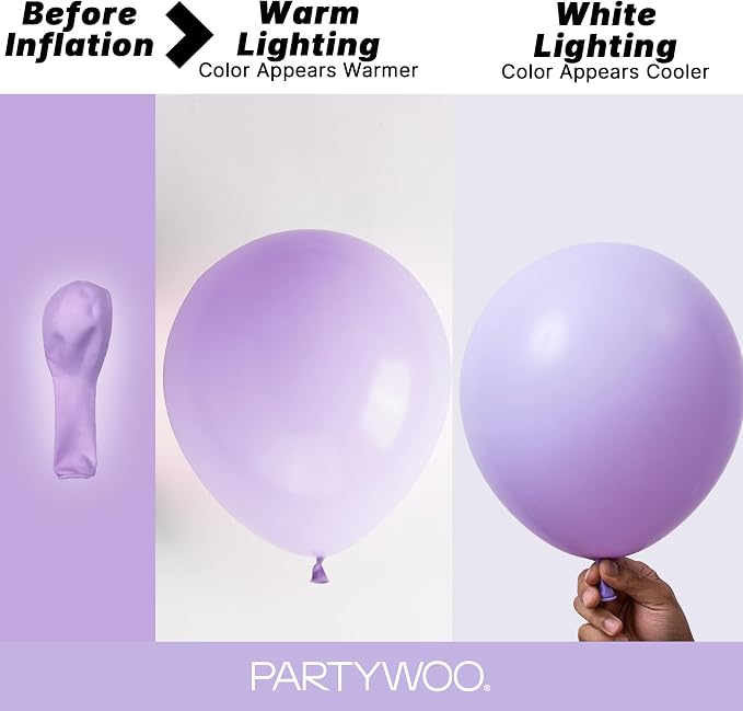 PartyWoo Lavender Balloons 100pcs Light Pastel Purple Lilac Color | 18 12 10 5 - Image 3