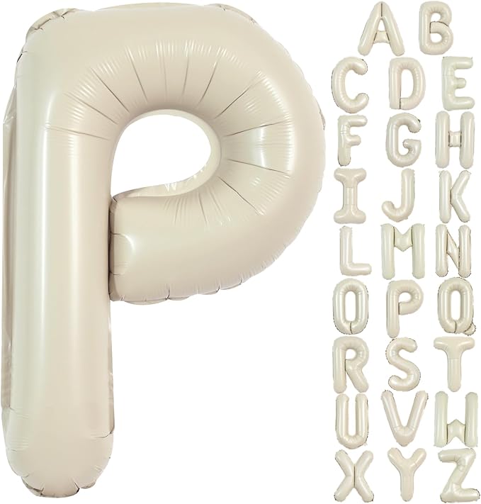 TONIFUL 40 Inch Large Cream White Letter P Balloons Giant Alphabet Letter by TONIFUL