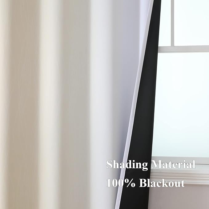 Beige and Greyish White Blackout Curtains - Image 5