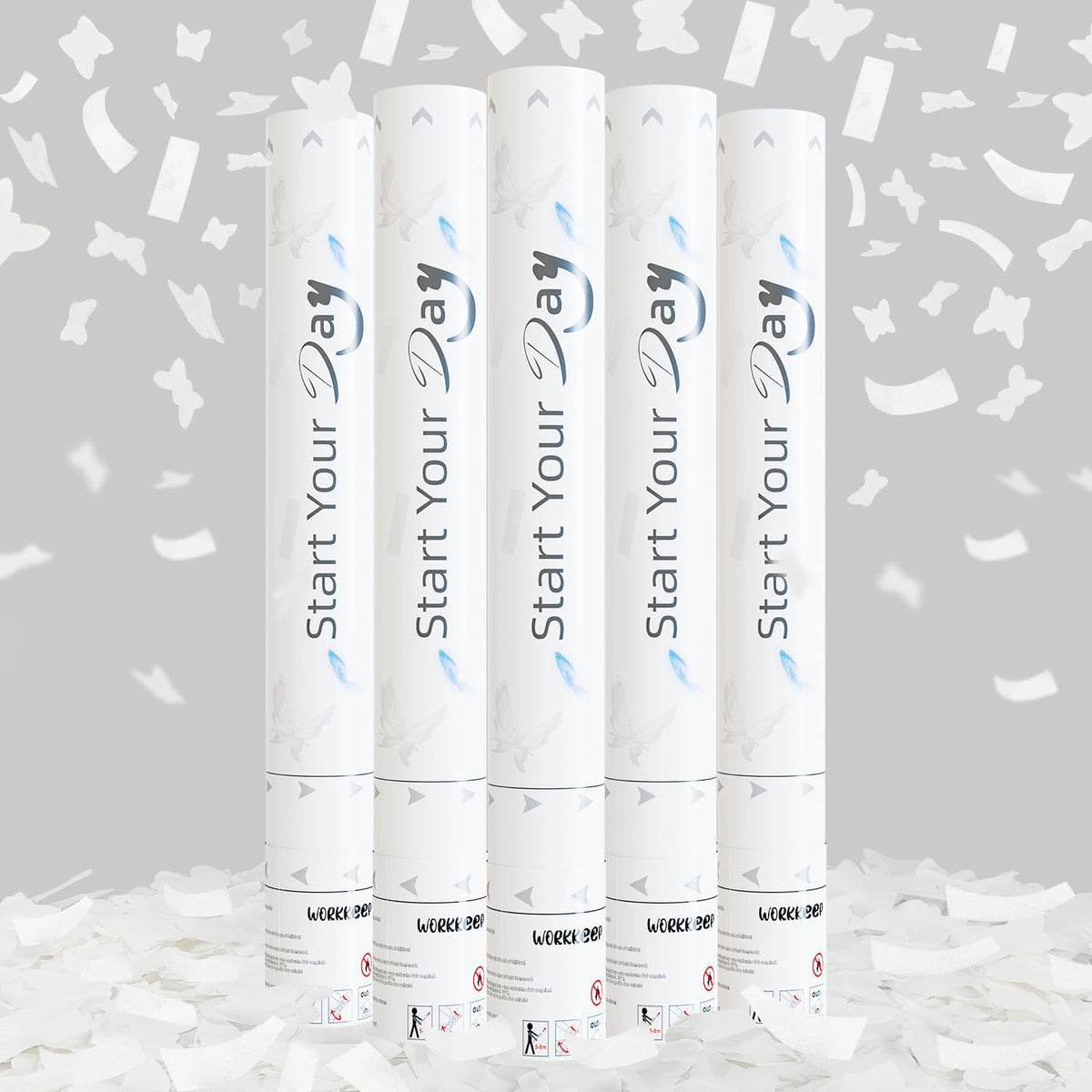 White Butterfly Confetti Poppers, 15 Inch Butterfly Party Poppers for Birthday, Wedding, Halloween Celebrations - Air Powered Confetti Gun