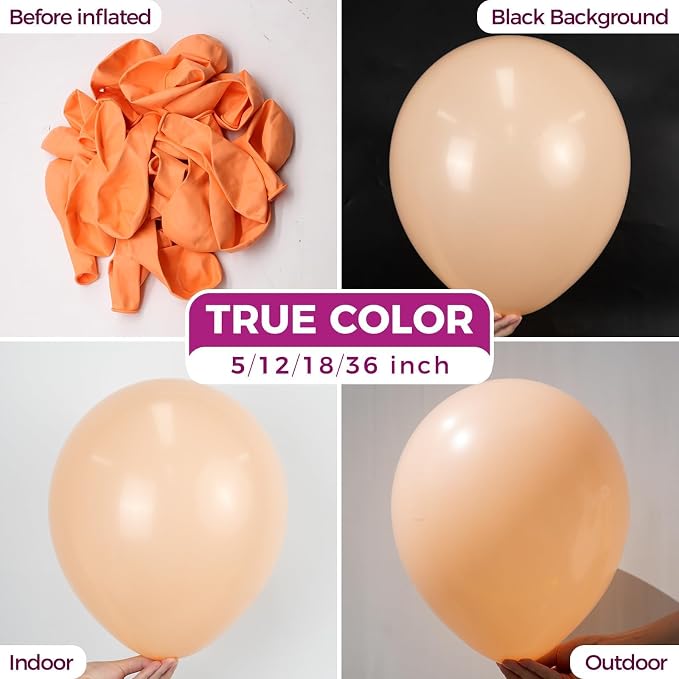 Bezente Pastel Orange Latex Round Helium Party Balloons 100 Pack 12 inch | - Image 2