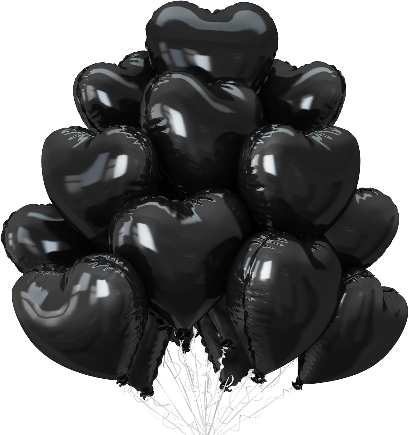 Black Heart Balloons,12Pcs 18 Inch Black Foil Love Heart Shaped Balloons for Valentines Day Birthday Party Wedding Engagement Anniversary Celebration Baby Shower Decorations
