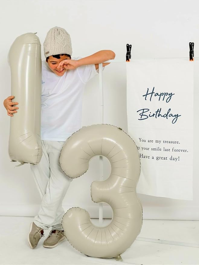 13 Balloon Number 40 Inch Cream Balloons - Image 2