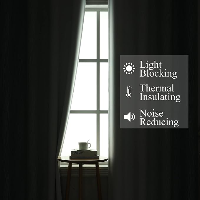 Stone Blue and Greyish White Blackout Curtains 96 Inches Long, Full Room - Image 3