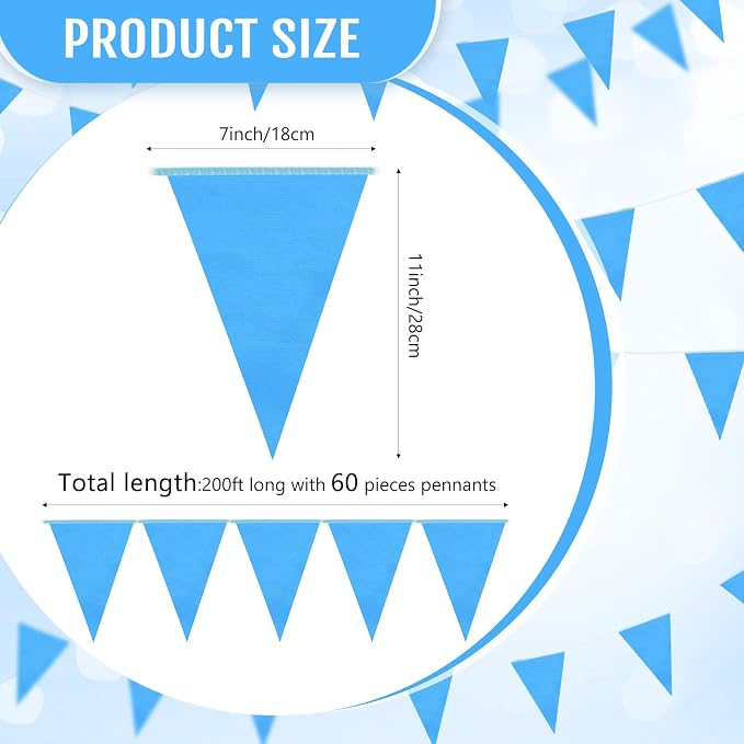 Tatuo 200 Feet Solid Pennant Banners Flags String Triangle Hanging DIY Bunting - Image 2