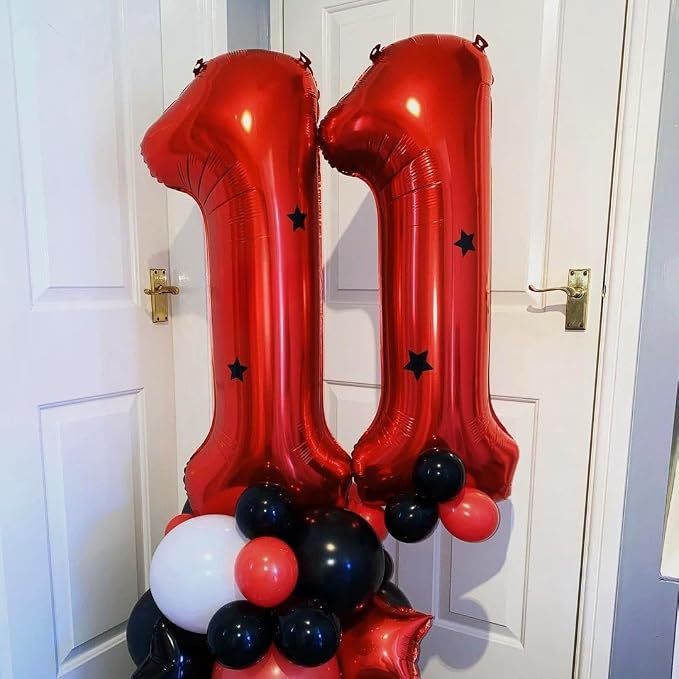Red 15 Number Balloons, 40 Inch 15 Balloons Foil Mylar Helium Big Red 15 - Image 3