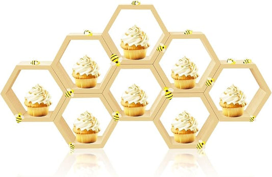 8 Pcs 4.13 Inch Honeycomb Cupcake Stand Cake Farmhouse Hexagon Display Holder by Denylopro
