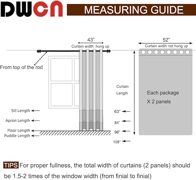 DWCN Black Ombre Faux Linen Sheer Curtains - Image 9