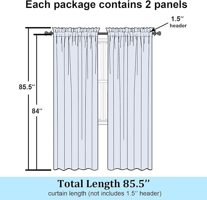 Simplebrand Sage Green Semi Sheer Curtains 84 Inches Long 2 Panels, Light - Image 7