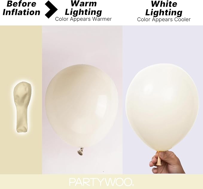 PartyWoo Beige Balloons 140pcs Cream Ivory Color 18 12 10 5 Inch | Balloons - Image 3