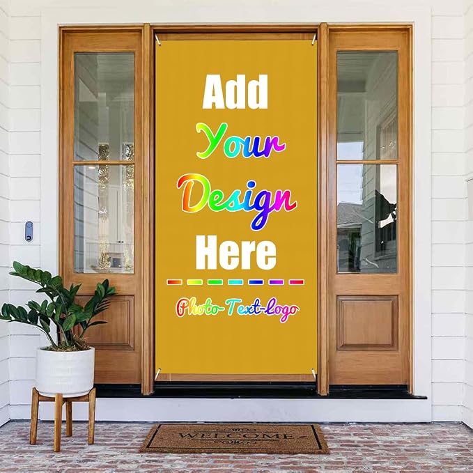 Personalized Door Cover, Photo Text Logo, by ZOLRITH