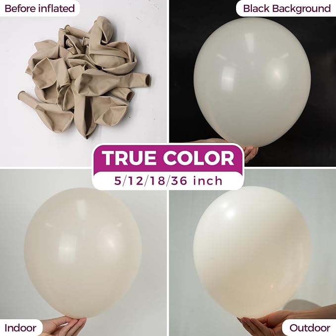 Bezente White Sand Balloons 18 Inch 30 Pack Latex Large Thick | Sand White - Image 2