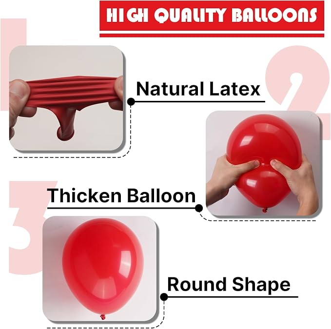 PartyWoo Red Balloons 100 pcs Different Sizes of 18 12 10 5 Inch Red Balloon - Image 7