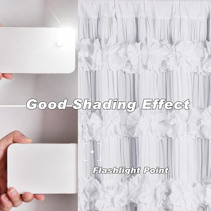 White Thermal Insulated Blackout Drapes 42"W x 63"L | Handmade Ruffles & - Image 4