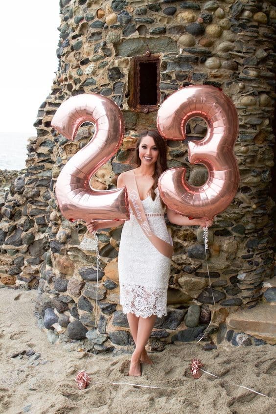 Number Balloons 3 Balloon Rose Gold - Image 3