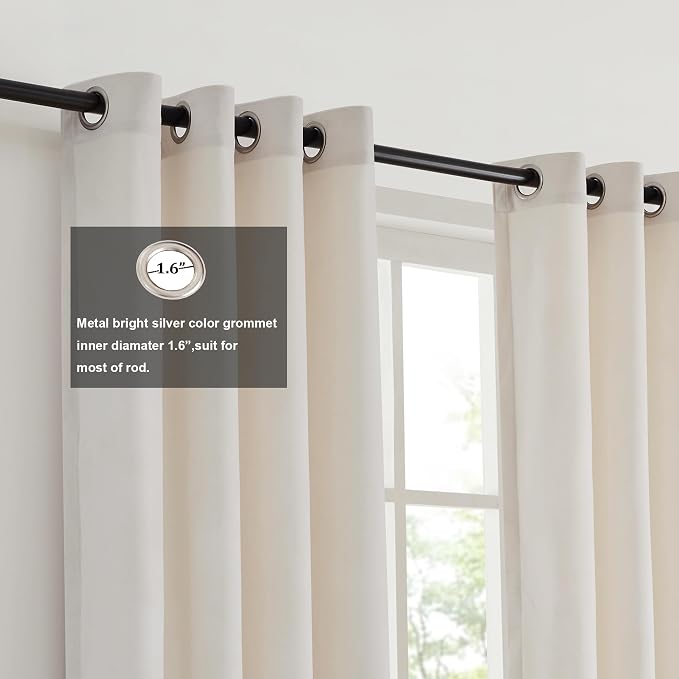 BULBUL Cream Ivory Gray 96 inches Velvet Curtains - Image 2