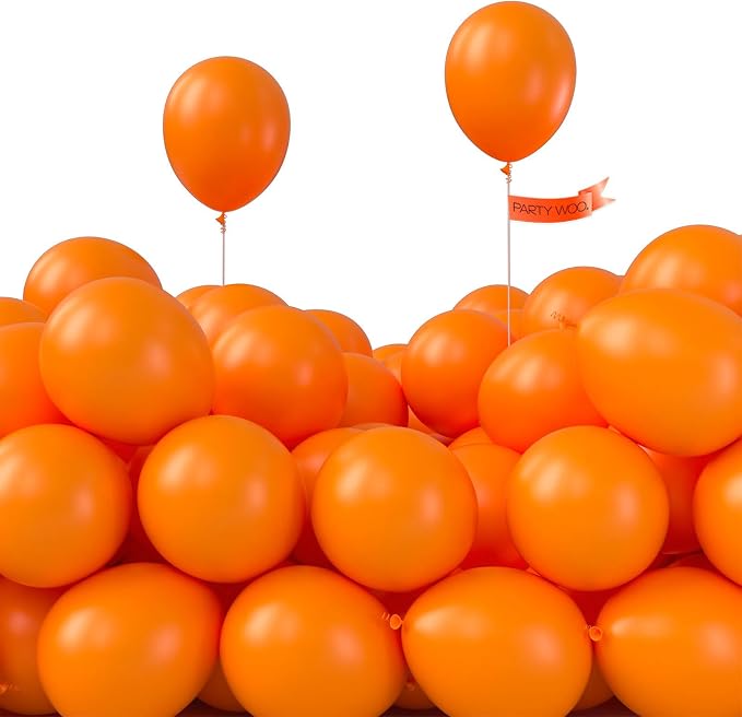 PartyWoo Orange Balloons 100pcs Latex Helium Balloons 5 Inch | Birthday Baby by PartyWoo