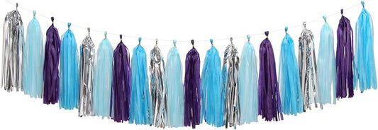 Purple-Blue Silver Frozen Party-Decorations Tassel-Garland -20pcs Winter Girl by Panduola