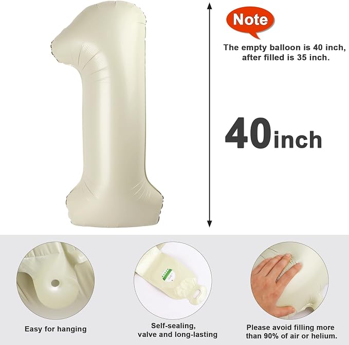 26 Balloon Number 40 Inch Cream Balloons - Image 5
