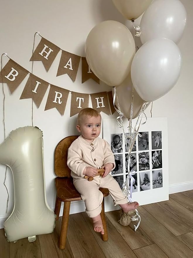 1 Balloon Number 40 Inch Cream Balloons - Image 5