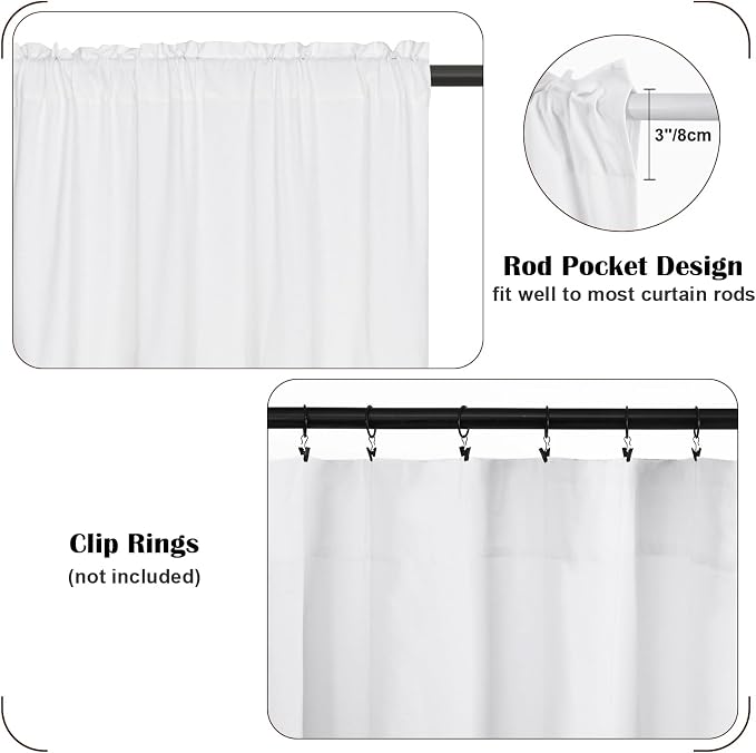 Farmhouse Valance Curtains, Boho Cotton Linen Kitchen Valance, Rustic Button - Image 6