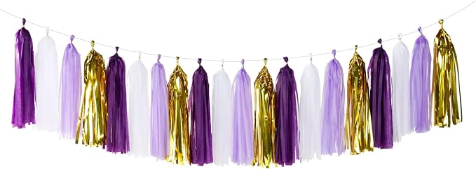 Purple-Gold Party Decoration Tassel Garland by Panduola