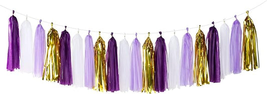 Purple-Gold Party Decoration Tassel Garland by Panduola