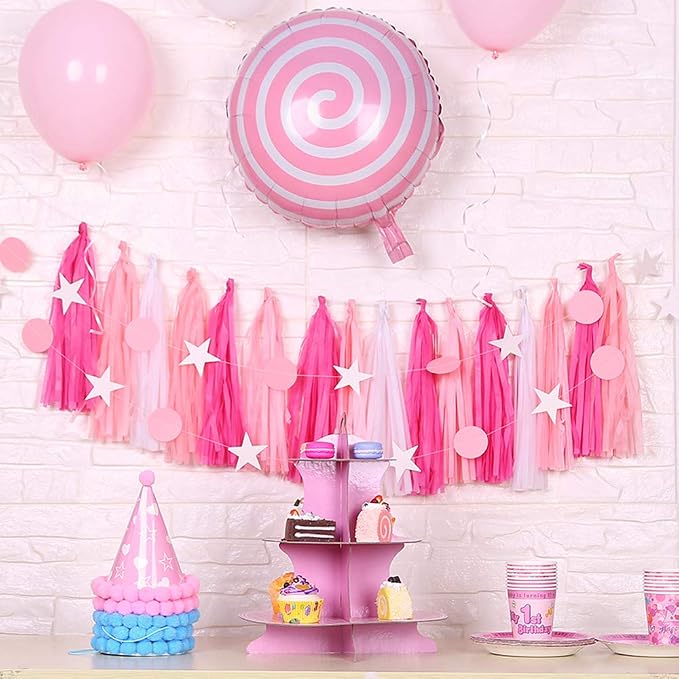 Pink Tissue Paper Tassel DIY Hanging Paper Decorations Party Garland - Image 5