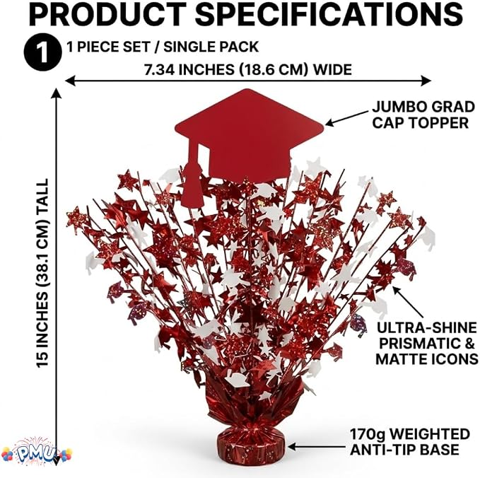 PMU Graduation Centerpieces for Table 2026, Grad Balloon Weight Centerpiece - Image 7