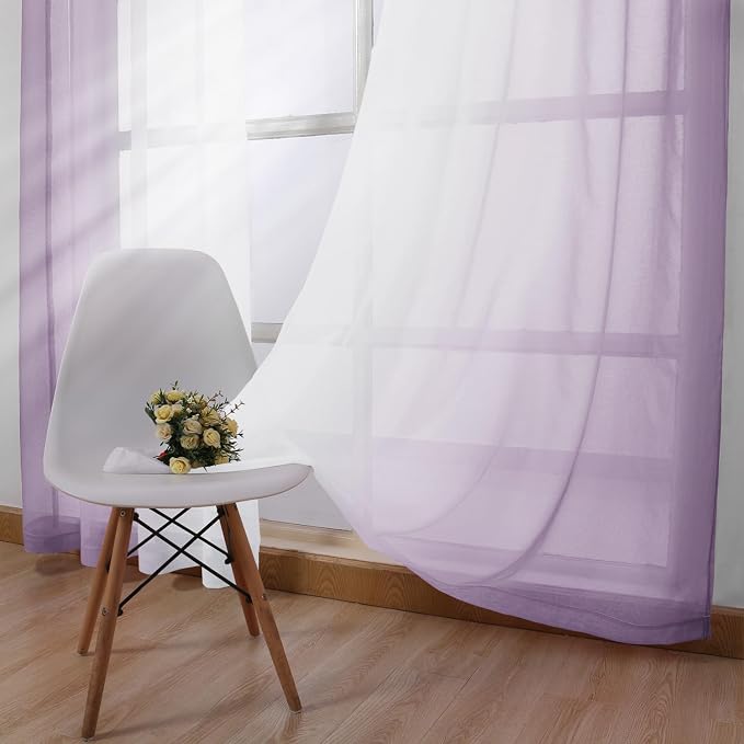 DWCN Faux Linen Ombre Sheer Curtains - Image 5