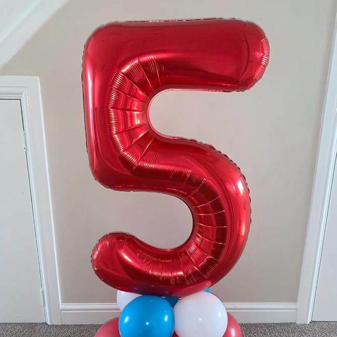 Red 3 Number Balloons, 40 Inch 3 Balloons Foil Mylar Helium Big Red 3 Balloon - Image 3