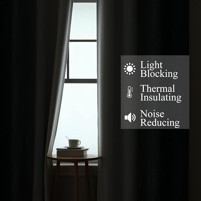 Grayish White and Navy Blue Blackout Curtains - Image 3