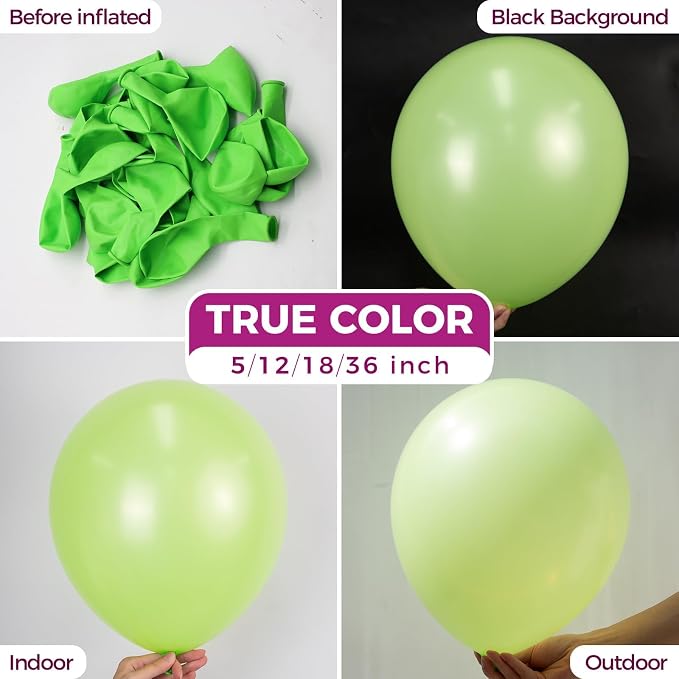 Bezente Lime Green Latex Round Helium Party Balloons 100 Pack 12 inch | Light - Image 2