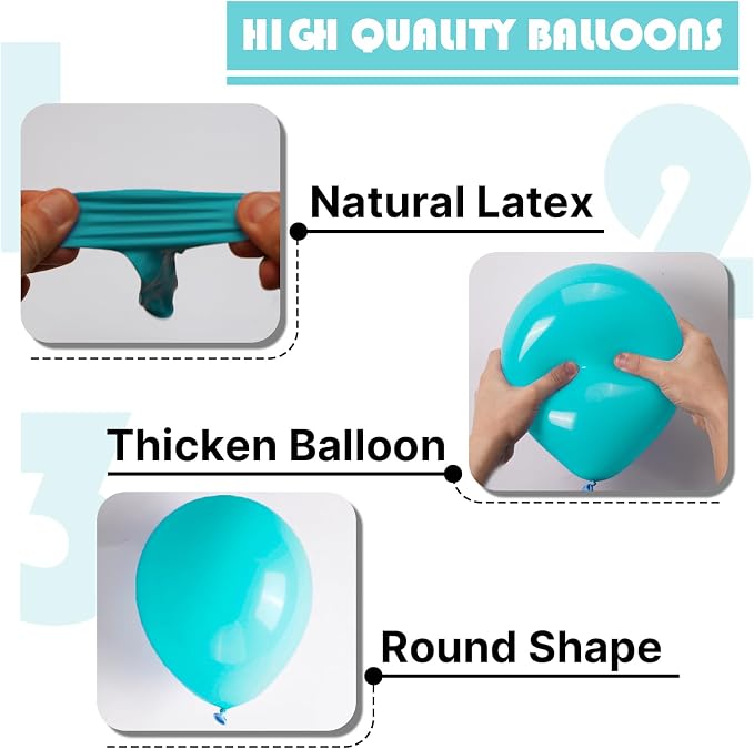 PartyWoo Teal Balloons 100pcs 12 Inch Turquoise Dark Teal Latex Balloons - Image 7