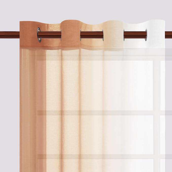 DWCN Fall Faux Linen Ombre Sheer Curtains - Image 7