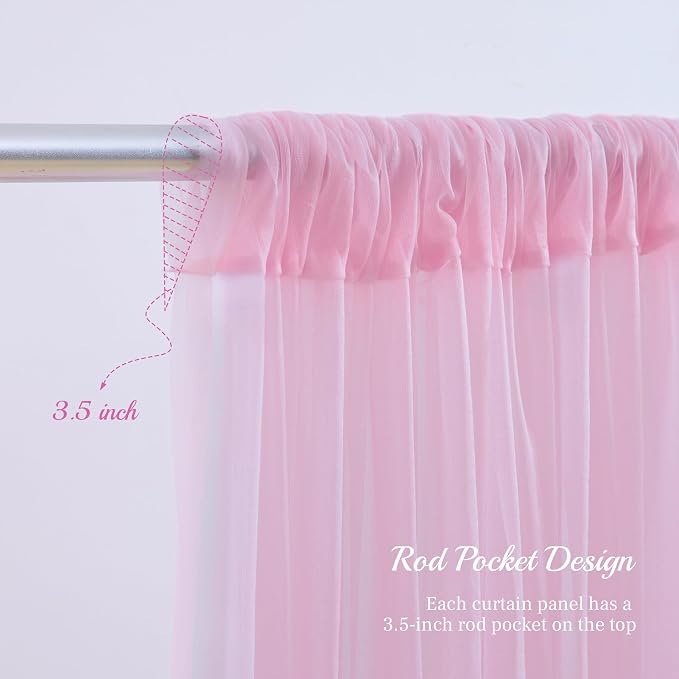 20x10ft Baby Pink Tulle Backdrop Curtain - Image 5