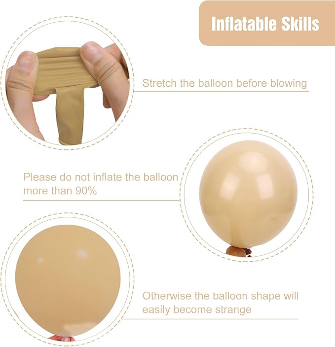 RUBFAC 87pcs Light Brown Balloons Different Sizes 18 12 10 5 Inches, Premium - Image 3