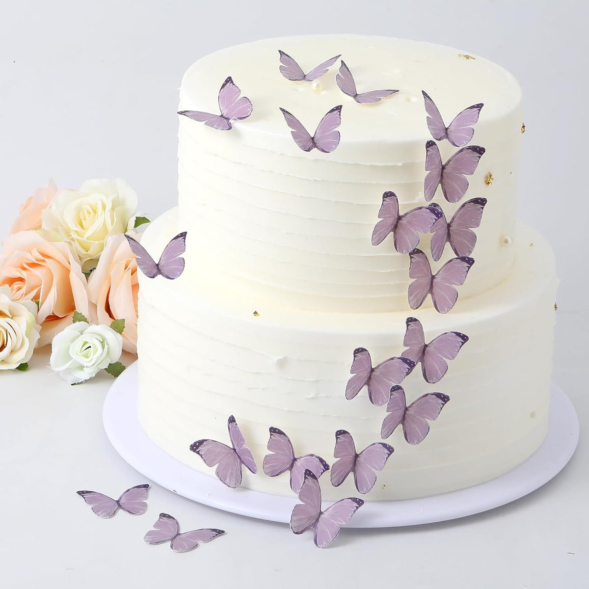 48PCS Wafer Paper Butterfly Cake Toppers YOcity Edible Butterflies for Cake Decorations Purple Butterfly Cupcake Toppers for Birthday Party Wedding Food Decorations (Purple)