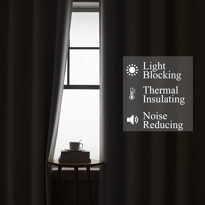 Beige and Grayish White Blackout Curtains & Drapes - Image 3