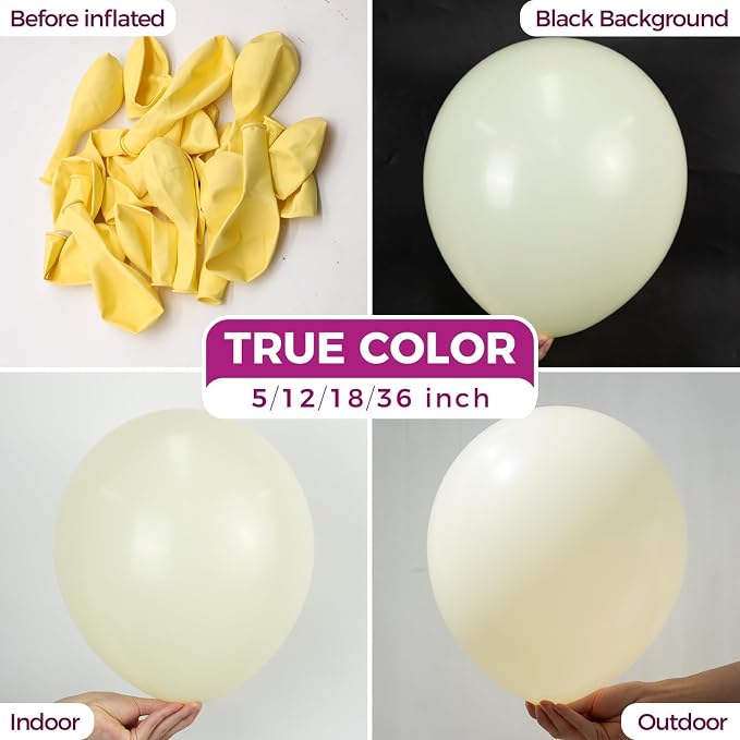 Bezente Pastel Yellow Latex Round Helium Party Balloons 100 Pack 12 inch | - Image 2
