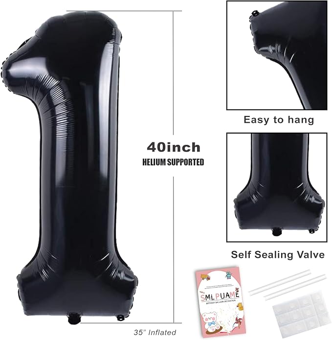 40 inch Number Balloon 0-9 Black Large Number 3 Balloons, Digital Balloons - Image 7