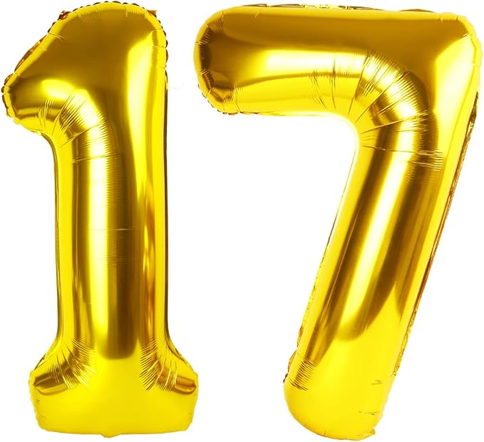 Number Balloons Gold 17 Balloon 40 inch by Enyeopd