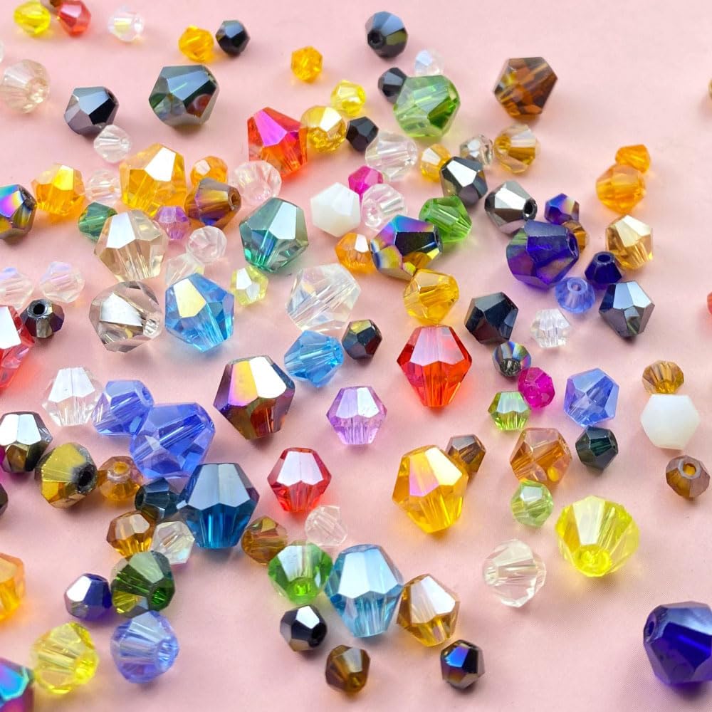 400pcs 4mm Bicone Crystal Glass Beads Loose Spacer Beads Faceted Craft Beads for Jewelry Making DIY Necklace Bracelet Earring Wind Chimes Suncatchers Ornamen(Mine Gold)