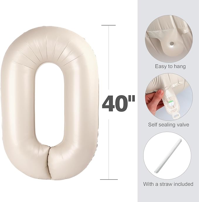 4 Balloon 40 inch Cream Number Balloons - Image 5