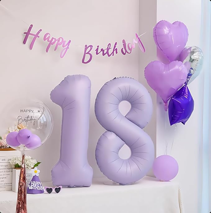 Pastel Purple 12 Number Balloons, 40 Inch Light Purple 12 Balloons Large Helium - Image 4