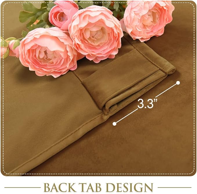 Gold Brown Velvet Curtains 120 Inches Fall Decor - Image 5