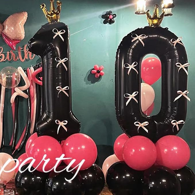 Black Number 9 Balloon with Crown, 40 inch Black Number Balloon 9th Birthday - Image 5