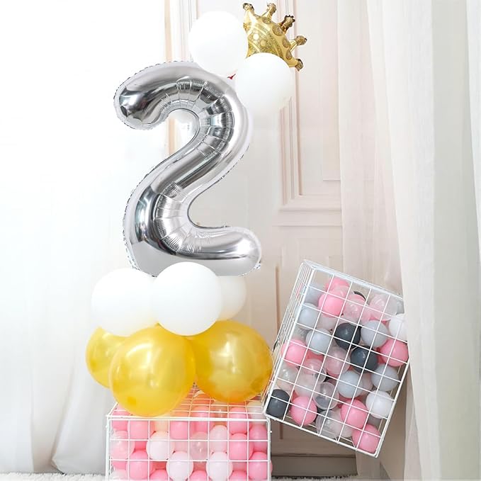 TONIFUL 40 Inch Silver Number 5 Balloon Large Foil 5th Birthday Decorations | - Image 4