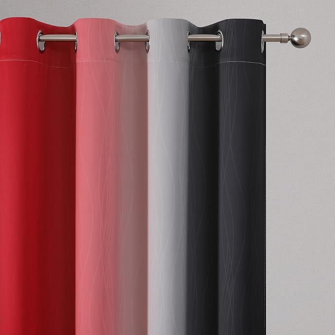 Ombre Red and Black Curtains 72 Inch Length 2 panels, Complete Blackout Curtains - Image 4